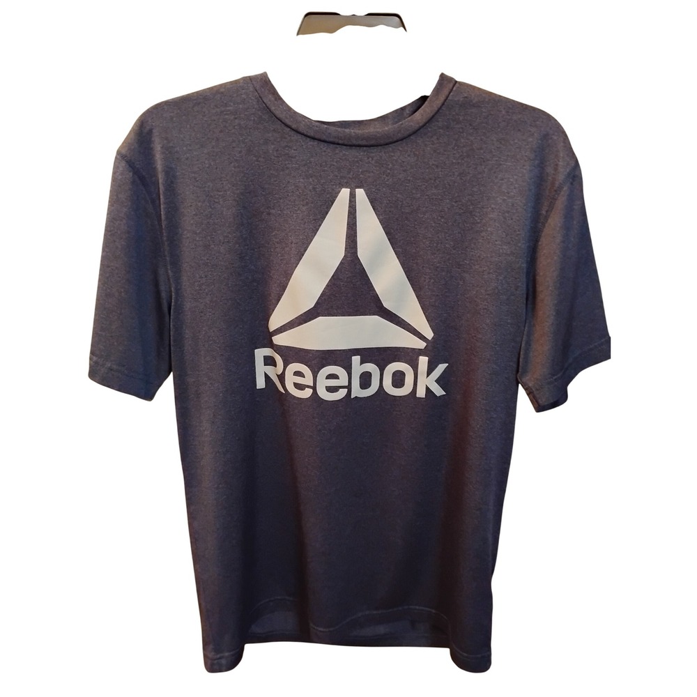 Reebok Mens Delta Logo Graphic Tee Charcoal Gray Heather Short Sleeve Shirt